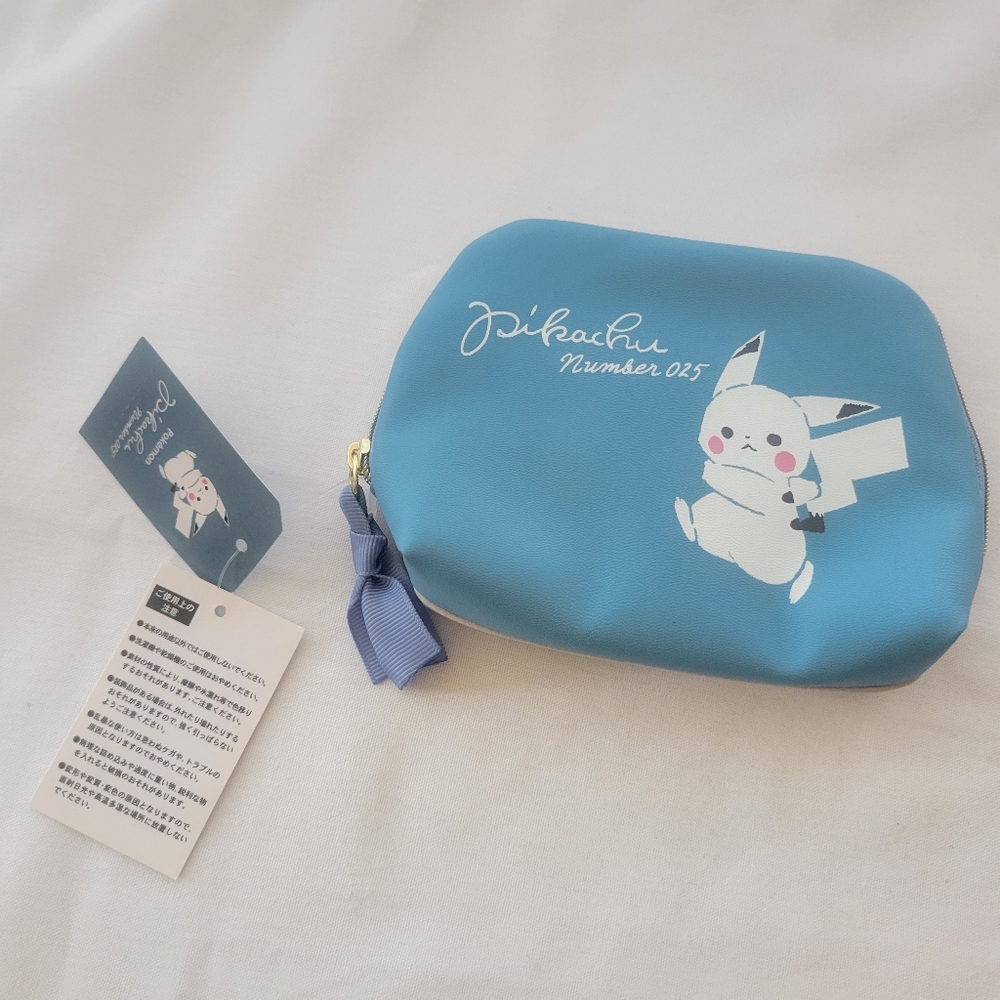 Pokemon Pikachu No. 025 Blue Zip Pouch Coin Bag New